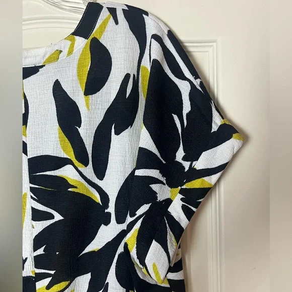 Fred David Stylish Black and Lime Short Sleeve Women's Blouse Size XL - Picture 6 of 16